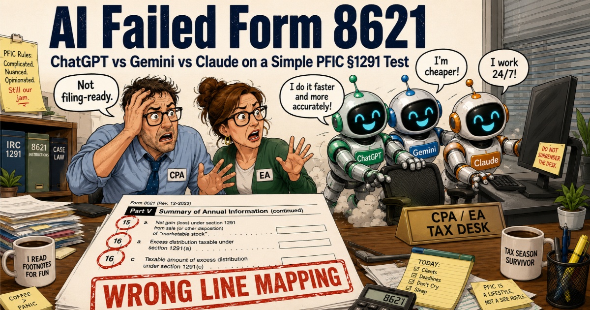 AI is starting to challenge CPA and EA tax work, but complex PFIC filings still expose the limits of general-purpose AI.