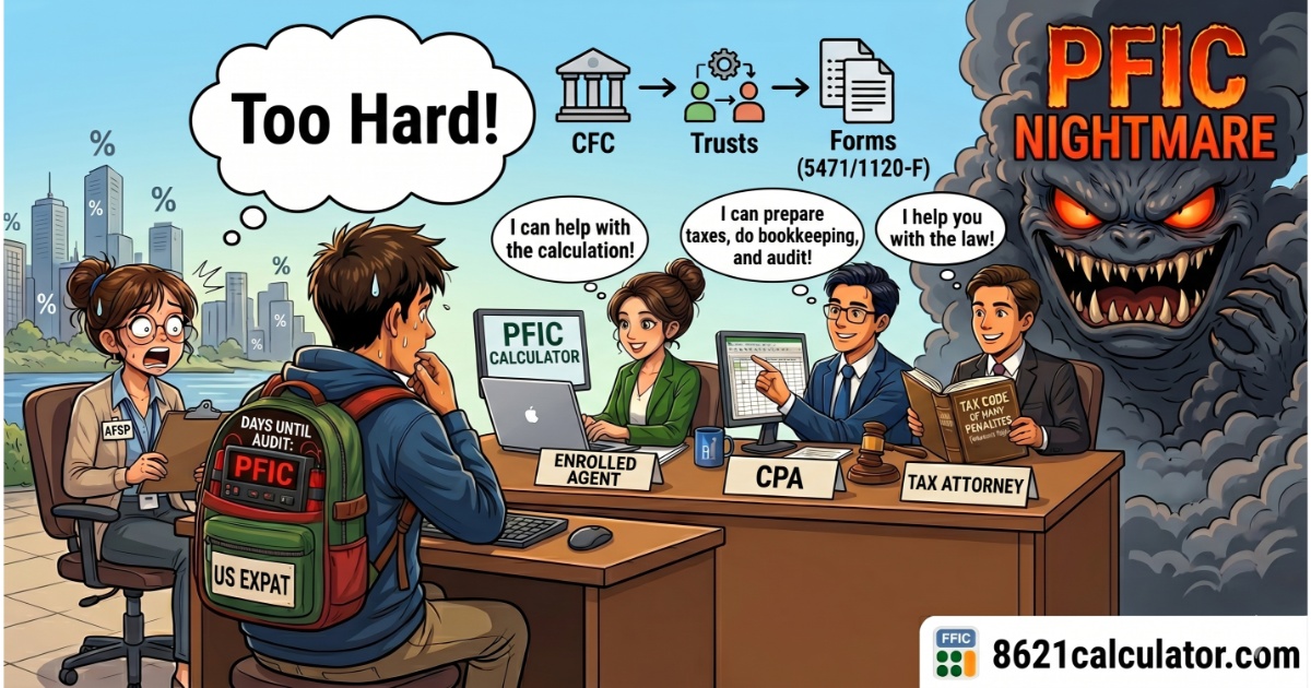 EA vs CPA vs Tax Attorney for PFIC/Form 8621, FBAR, and Streamlined expat tax problems