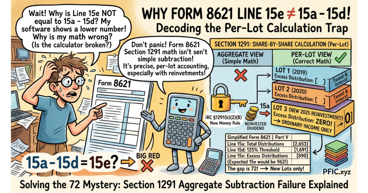 8621Calculator workpaper example where aggregate 15a minus aggregate 15d differs from aggregate excess distribution