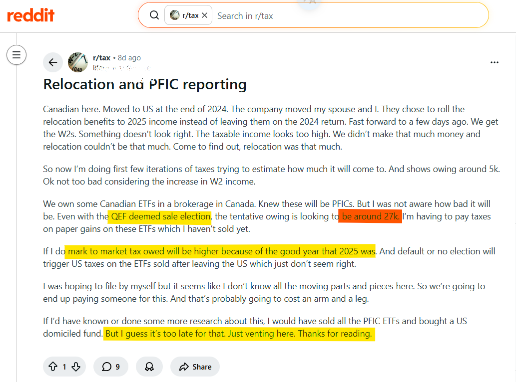 Snapshot of the original Reddit PFIC relocation thread